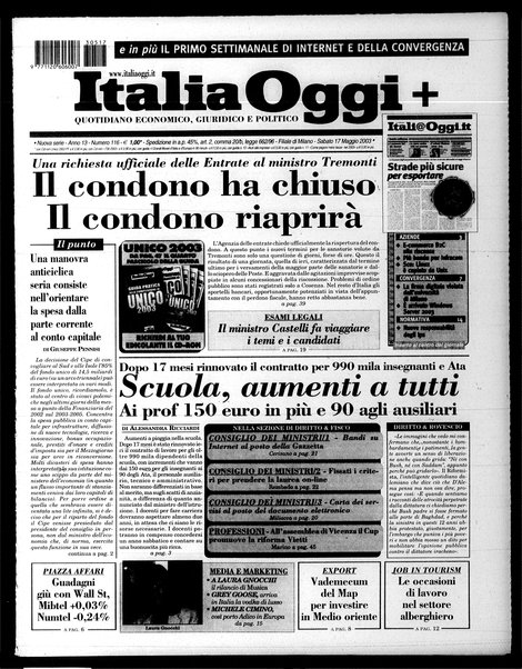 Italia oggi : quotidiano di economia finanza e politica